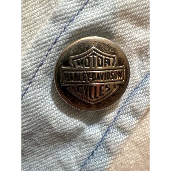 harley davidson biker blues denim snap shirt 2xl usa made sleeveless vintage - Picture 3 of 7